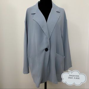 Baby blue oversized blazer with pockets